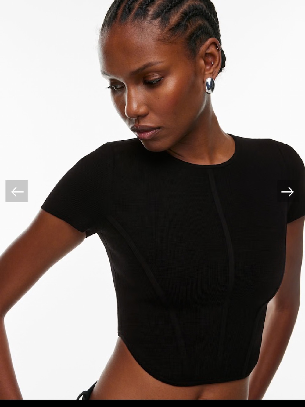 Babaton Black Short-Sleeve Fitted Crop Top
